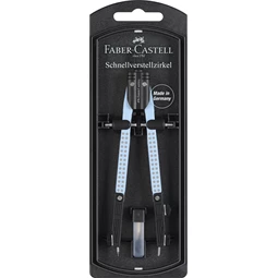 Körző készlet Faber-Castell precíziós gyorsállítás, Grip égkék, Quick-set, két lába állítható
