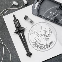 Körző készlet Faber-Castell precíziós gyorsállítás, Stream fekete, Quick-set