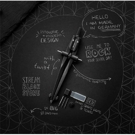 Körző készlet Faber-Castell precíziós gyorsállítás, Stream fekete, Quick-set