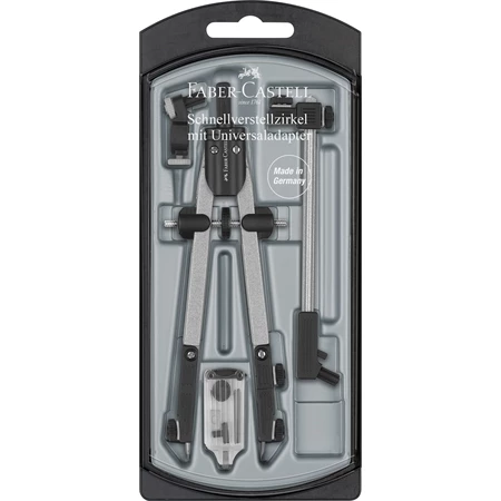 Körző készlet Faber-Castell precíziós gyorsállítás, 4 darabos Quick-set ezüst szinű