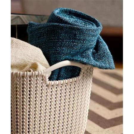 Kötött hatású kosár, L méret, CURVER Knit, fehér