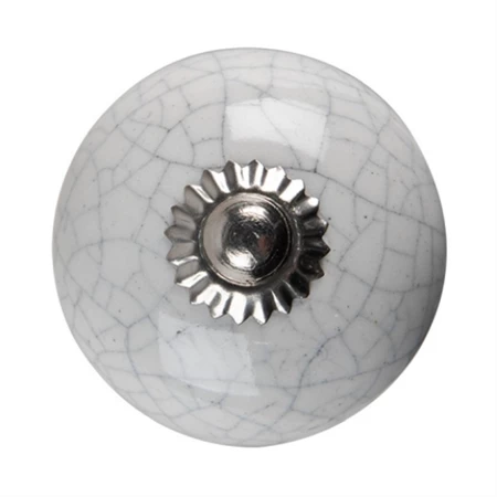 Kreatív fogantyú/bútorgomb kerámia gömb forma 4cm fehér repedezett felület