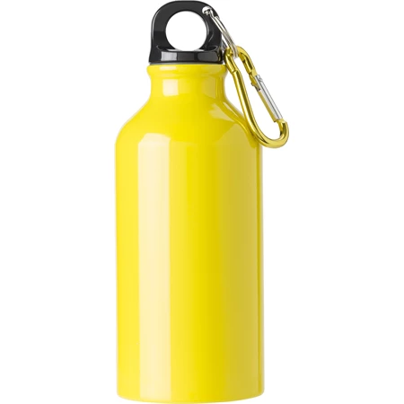 Kulacs alumínium 400ml-es, karabínerrel, sárga