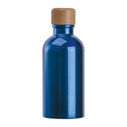 Kulacs alumínium 400ml-es, karabínerrel, bambusz kupakkal, kék