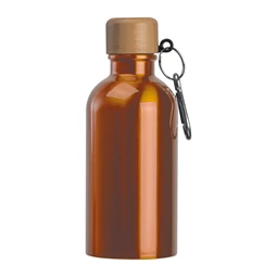 Kulacs alumínium 400ml-es, karabínerrel, bambusz kupakkal, narancssárga