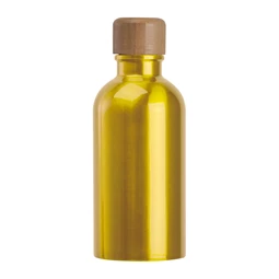 Kulacs alumínium 400ml-es, karabínerrel, bambusz kupakkal, sárga