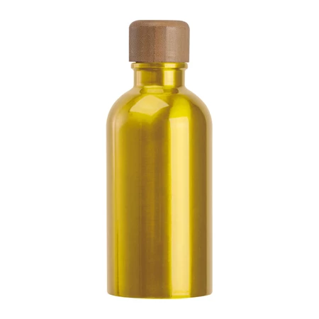 Kulacs alumínium 400ml-es, karabínerrel, bambusz kupakkal, sárga