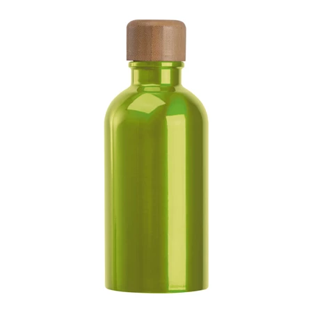 Kulacs alumínium 400ml-es, karabínerrel, bambusz kupakkal, zöld