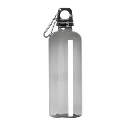 Kulacs műanyag 600ml sport ivópalack, alumínium karabinerrel, sötétszürke 6,9 x 21,5cm