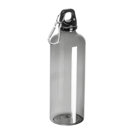 Kulacs műanyag 600ml sport ivópalack, alumínium karabinerrel, sötétszürke 6,9 x 21,5cm
