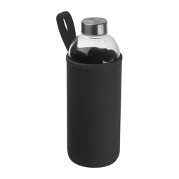 Kulacs üveg 1 liter, ivópalack neoprén fekete tokban