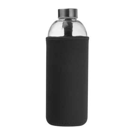 Kulacs üveg 1 liter, ivópalack neoprén fekete tokban