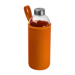 Kulacs üveg 1 liter, ivópalack neoprén narancs tokban