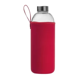 Kulacs üveg 1 liter, ivópalack neoprén piros tokban