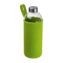 Kulacs üveg 1 liter, ivópalack neoprén világoszöld tokban