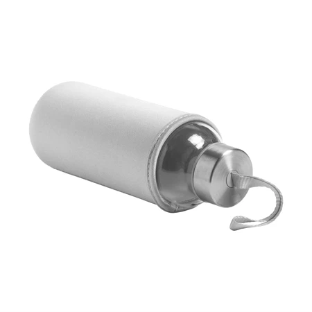 Kulacs üveg 420ml ivópalack neoprén fehér tokban, 64 × 190mm