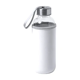 Kulacs üveg 420ml ivópalack neoprén fehér tokban, 64 × 190mm