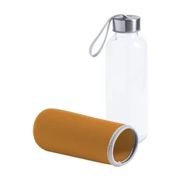 Kulacs üveg 420ml ivópalack neoprén narancssárga tokban, 64 × 190mm