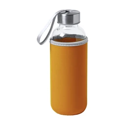 Kulacs üveg 420ml ivópalack neoprén narancssárga tokban, 64 × 190mm
