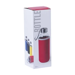 Kulacs üveg 420ml ivópalack neoprén piros tokban, 64 × 190mm