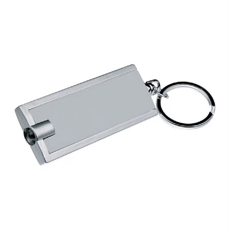 Kulcstartó LED lámpával, fehér fénnyel, ezüst színű test