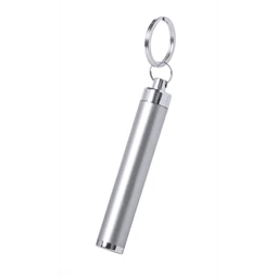 Kulcstartó LED műanyag lámpával, ezüst színű test, o14x85 mm