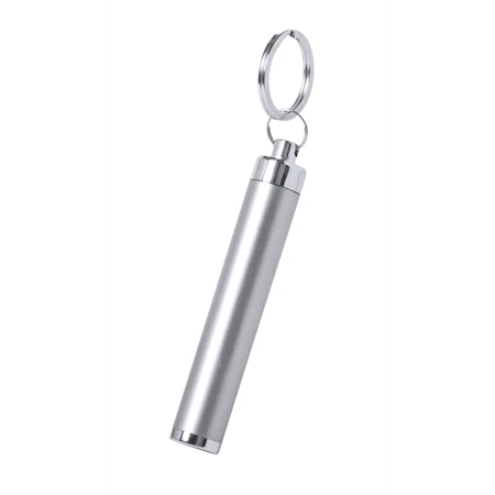 Kulcstartó LED műanyag lámpával, ezüst színű test, o14x85 mm