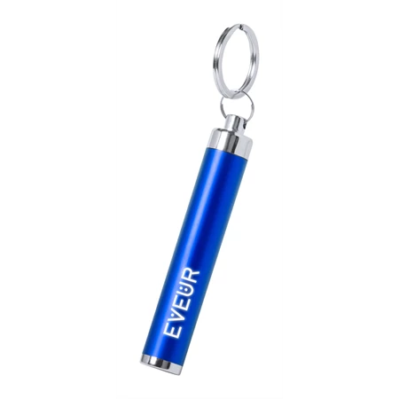 Kulcstartó LED műanyag lámpával, kék színű test, o14x85 mm