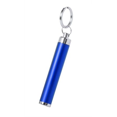 Kulcstartó LED műanyag lámpával, kék színű test, o14×85 mm