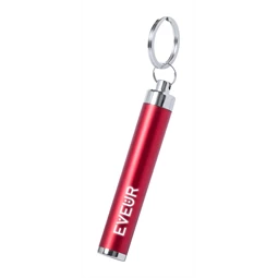 Kulcstartó LED műanyag lámpával, piros színű test, o14x85 mm