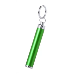 Kulcstartó LED műanyag lámpával, zöld színű test, o14x85 mm
