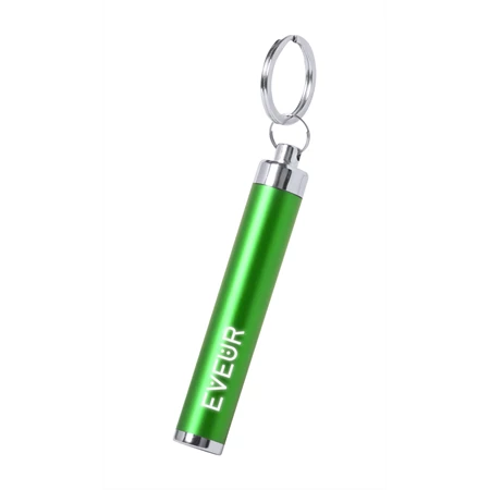 Kulcstartó LED műanyag lámpával, zöld színű test, o14×85 mm