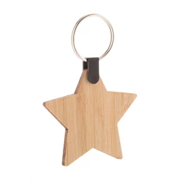 Kulcstartó bambusz csillag alakú, 5,5 x 5 x 0,3cm natúr