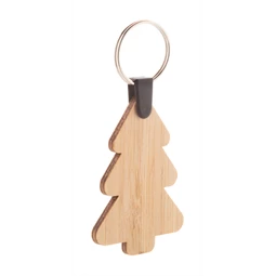 Kulcstartó bambusz karácsonyfa alakú, 4,2 x 6 x 0,3cm natúr