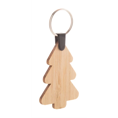 Kulcstartó bambusz karácsonyfa alakú, 4,2 x 6 x 0,3cm natúr