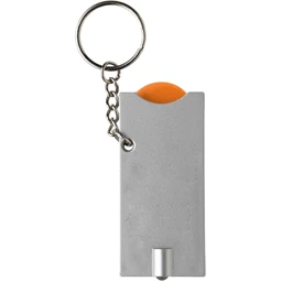 Kulcstartó érmetartóval, LED lámpával, narancs-ezüst színű test