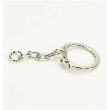 Kulcstartó karika fém lánccal belső átmérő: 2cm, hossz: 5cm