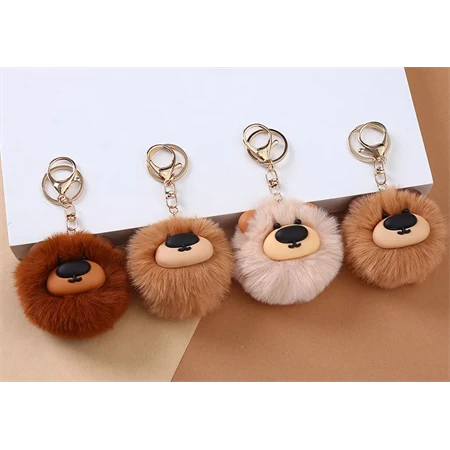 Kulcstartó pompon Medve, vegyes színek, 1db