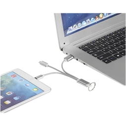 Kulcstartó töltőkábel 3-az-1-ben USB kábel, 20x3,9cm ezüst szinű, iOS és Android készülékek számára