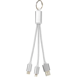 Kulcstartó töltőkábel 3-az-1-ben USB kábel, 20x3,9cm ezüst szinű, iOS és Android készülékek számára