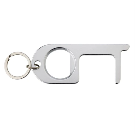 Kulcstartó üvegnyitó és ajtónyitó, alumínium, ezüst szinű 8,8 x 3,5 x 0,4 cm