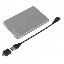 Külső HDD 2,5" HDD (merevlemez), 1TB, USB 3.2, alumínium borítás, VERBATIM "Store n Go", szürke
