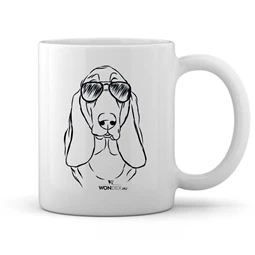 Kutya jó bögre Basset hound, kerámia 360ml 8x9,5cm