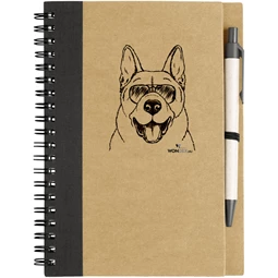 Kutya jó jegyzetfüzet Akita, környezetbarát 14x18cm + toll,  60lap vonalas, natúr/fekete