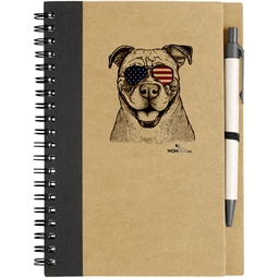 Kutya jó jegyzetfüzet Amerikai bulldog, környezetbarát 14x18cm + toll,  60lap vonalas, natúr/fekete