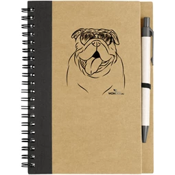 Kutya jó jegyzetfüzet Angol bulldog, környezetbarát 14x18cm + toll,  60lap vonalas, natúr/fekete