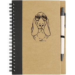 Kutya jó jegyzetfüzet Basset hound, környezetbarát 14x18cm + toll,  60lap vonalas, natúr/fekete
