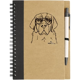 Kutya jó jegyzetfüzet Bernáthegyi, környezetbarát 14x18cm + toll,  60lap vonalas, natúr/fekete