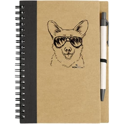 Kutya jó jegyzetfüzet Corgi, környezetbarát 14x18cm + toll,  60lap vonalas, natúr/fekete