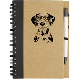 Kutya jó jegyzetfüzet Dalmata, környezetbarát 14x18cm + toll,  60lap vonalas, natúr/fekete